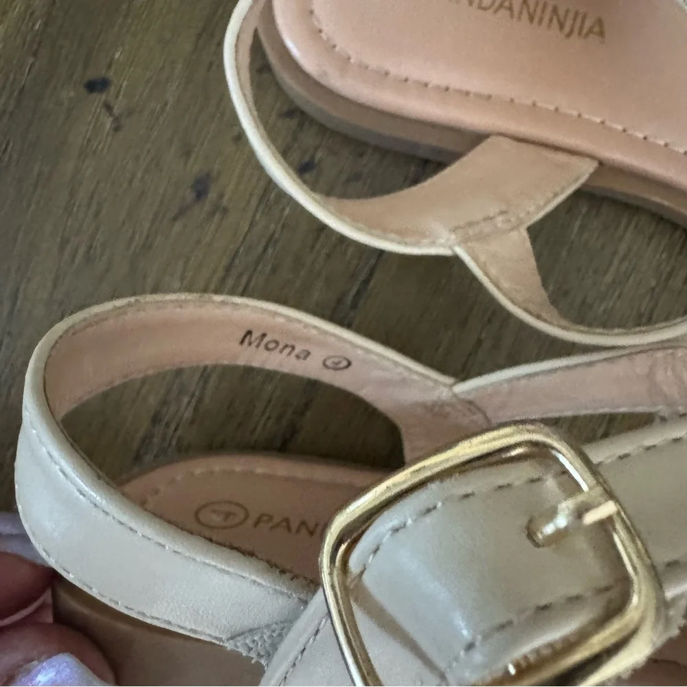 Pandaninja cream strappy sandals